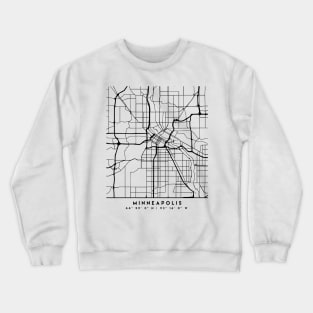 MINNEAPOLIS MINNESOTA BLACK CITY STREET MAP ART Crewneck Sweatshirt